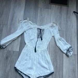 True Destiny White Romper with Black Details
